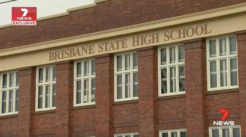 Brisbane State High School is one of the schools cracking down on fraudulent enrolment. Source: 7 News