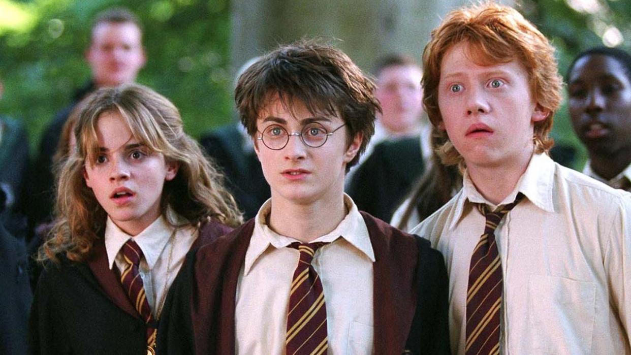  How to watch the Harry Potter movies in order - A screenshot of Harry Potter, Hermione Granger and Ron Weasley. 