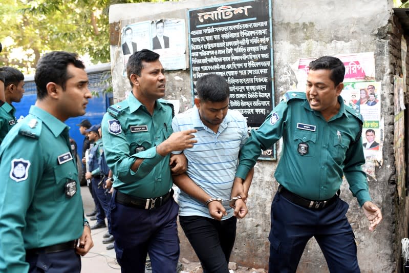 One of the accused of Holey Artisan Bakery attack is led to the court in Dhaka