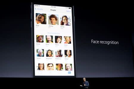 Craig Federighi, Senior Vice President of Software Engineering for Apple Inc., talks about face recognition with iOS at the company's World Wide Developers Conference in San Francisco, California, U.S. June 13, 2016. REUTERS/Stephen Lam