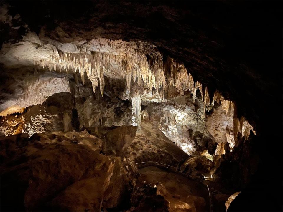 cavern rock formations inside cave