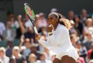 Tennis - Wimbledon - All England Lawn Tennis and Croquet Club, London, Britain - July 10, 2018 Serena Williams of the U.S. reacts during her quarter final match against Italy's Camila Giorgi. REUTERS/Peter Nicholls