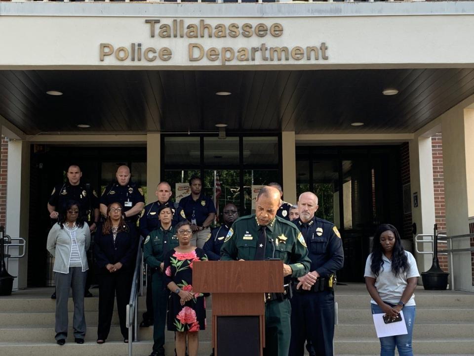 Leon County Sheriff Walt McNeil addresses media at a press conference on the death of a Tallahassee Police Department officer early Wednesday, June 8, 2022.