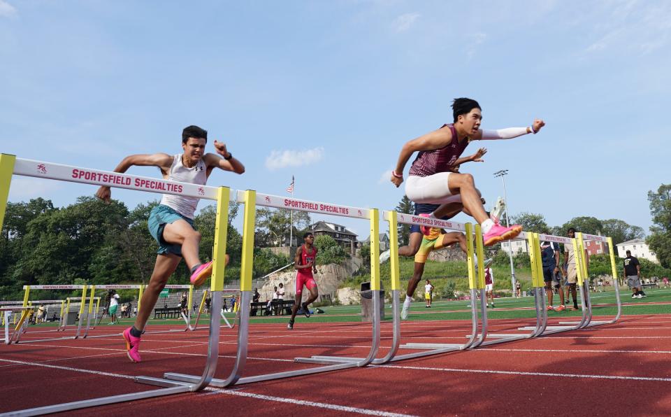 Athletes come from across the region to competes in the inaugural Memorial Stadium Twilight Track & Field Series in Mount Vernon on Thursday, July 27, 2023.