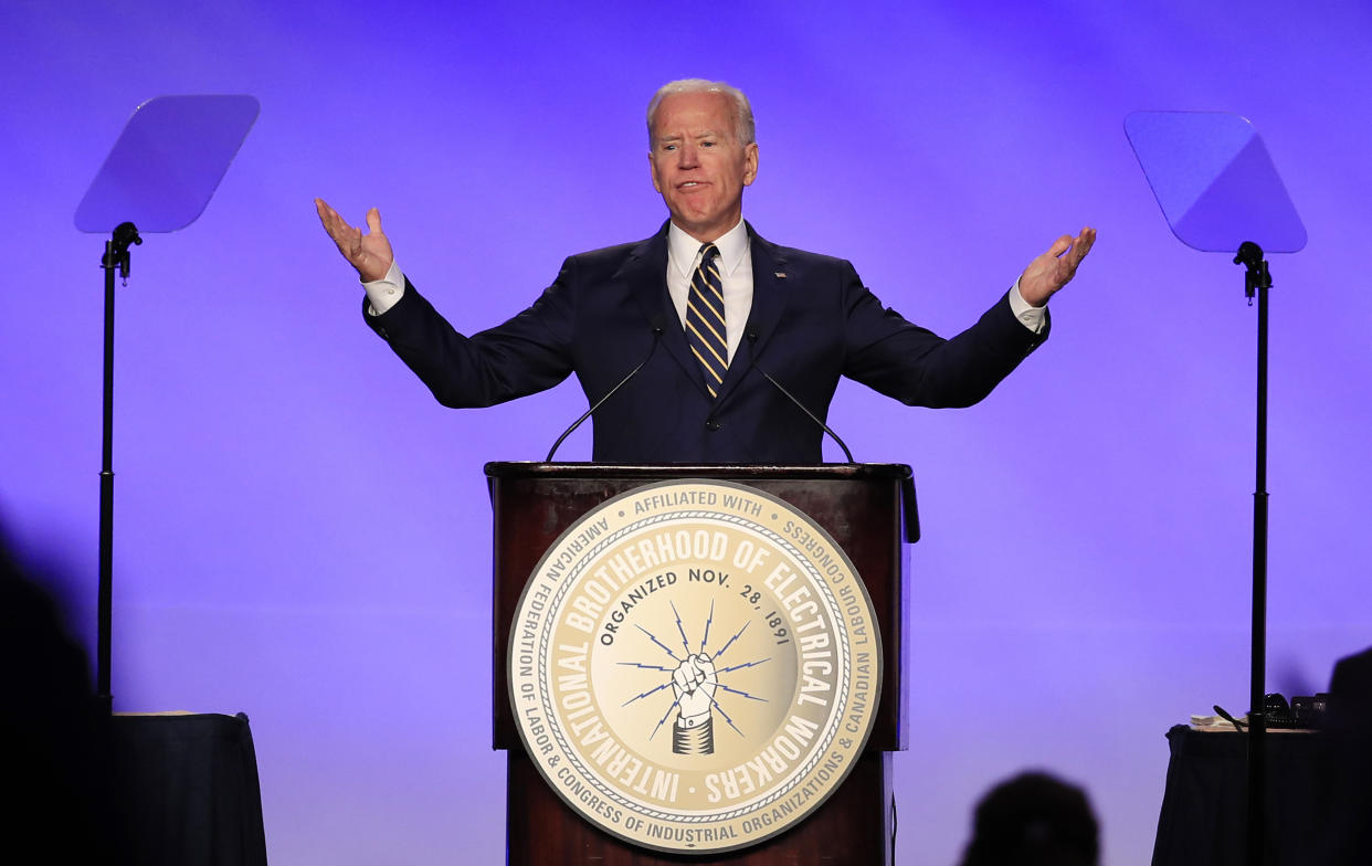 Vice President Joe Biden, in his speech Friday to the International Brotherhood of Electrical Workers, seemed to be aiming at an older generation of Democrats.&nbsp; (Photo: ASSOCIATED PRESS)