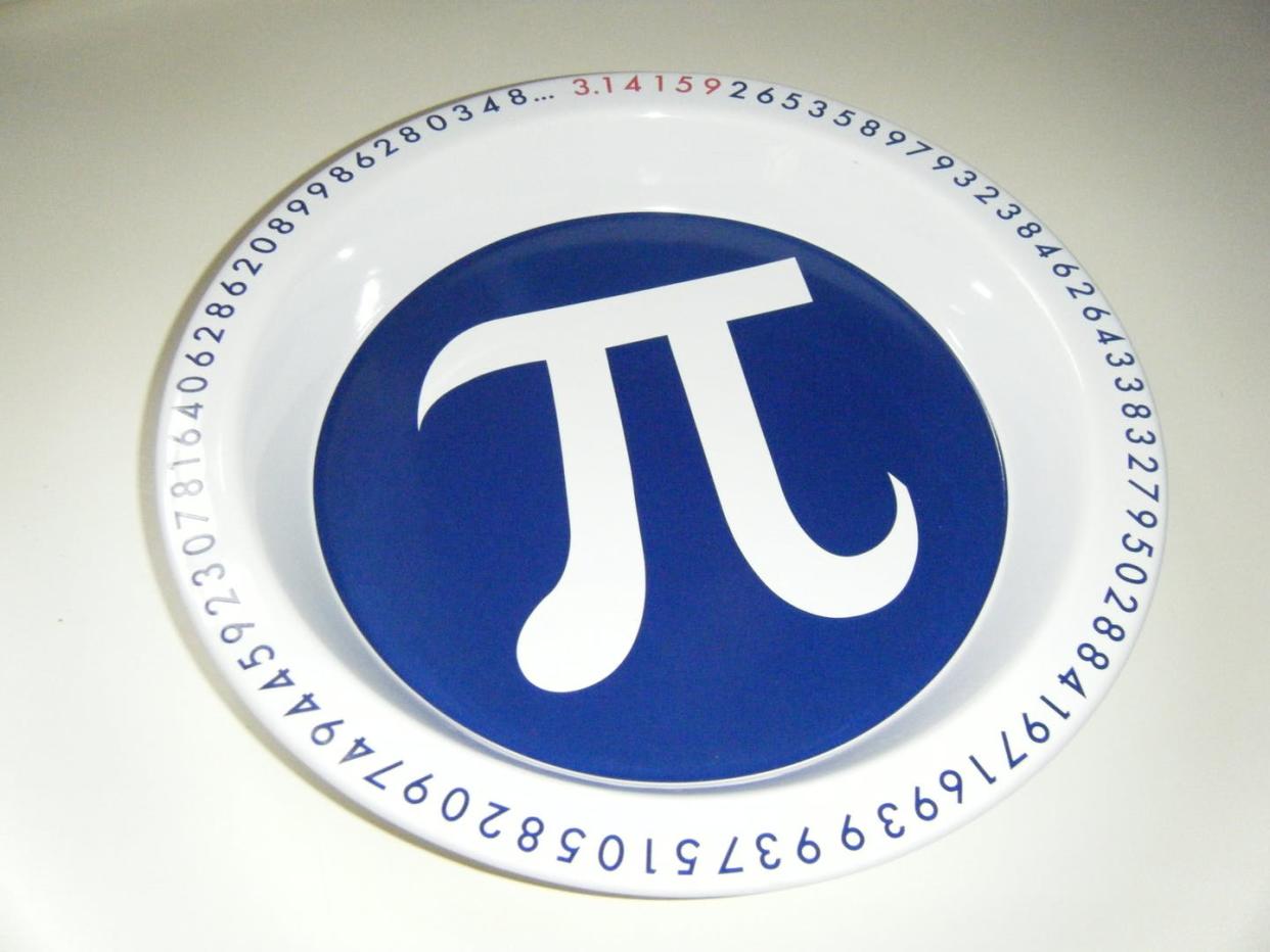 <span class="caption">This "pi plate" shows some of the progress toward finding all the digits of pi.</span> <span class="attribution"><a class="link " href="https://upload.wikimedia.org/wikipedia/commons/d/d2/Pi_plate.jpg" rel="nofollow noopener" target="_blank" data-ylk="slk:Piledhigheranddeeper;elm:context_link;itc:0;sec:content-canvas">Piledhigheranddeeper</a>, <a class="link " href="http://creativecommons.org/licenses/by-sa/4.0/" rel="nofollow noopener" target="_blank" data-ylk="slk:CC BY-SA;elm:context_link;itc:0;sec:content-canvas">CC BY-SA</a></span>