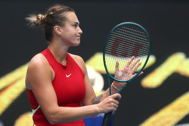 Aryna Sabalenka applauds at the end of the match