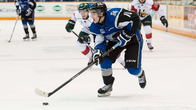 Nathan Noel had a big four-goal night as the Sea Dogs beat the Eagles. (Vincent Chan/Sea Dogs)