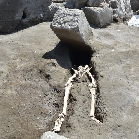 Archeologists say the man was fleeing the eruption but was impeded by a leg bone infection - Credit: Pompeii archeological site