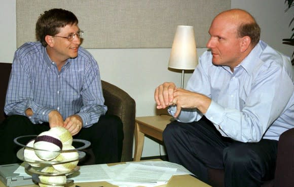 Bill Gates and Steve Ballmer sitting