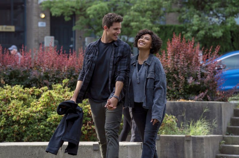 Robbie Amell (Nathan) and Andy Allo (Nora) star in "Upload." Photo courtesy of Liane Hentscher/Prime Video