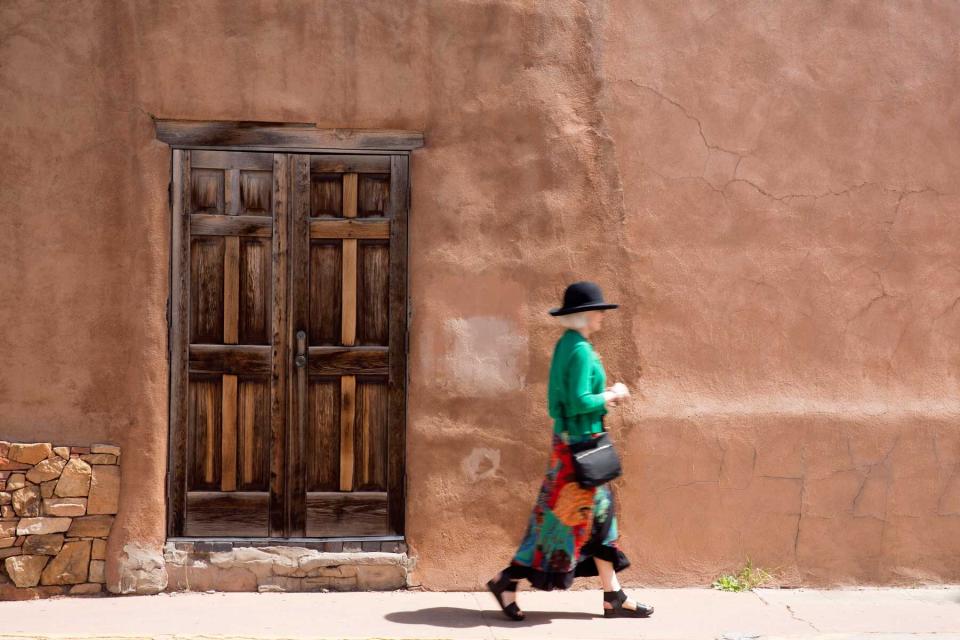 Woman strolling in Santa Fe