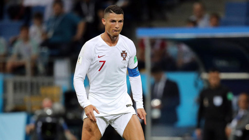 Ronaldo’s hitched up shorts sent social media into a spin. Pic: Getty