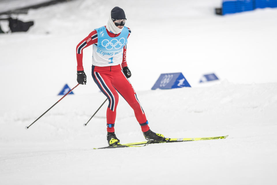 Jarl Magnus Riiberl, pictured here in action during the men's nordic combined 10km cross-country skiing.