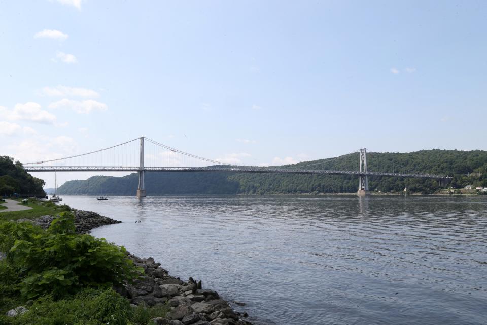 The Mid-Hudson Bridge and Hudson River from Victor C. Waryas Park in the City of Poughkeepsie on August 15 2018.