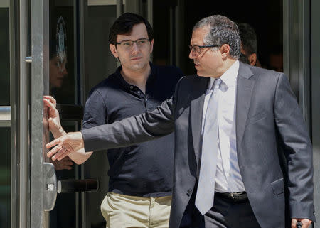 FILE PHOTO: Former drug company executive Martin Shkreli exits U.S. District Court after being convicted of securities fraud, in the Brooklyn borough of New York City, U.S. on August 4, 2017. REUTERS/Carlo Allegri/File Photo