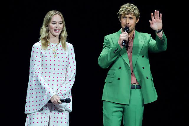 <p>Ethan Miller/Getty</p> Emily Blunt and Ryan Gosling at CinemaCon on April 26, 2023.