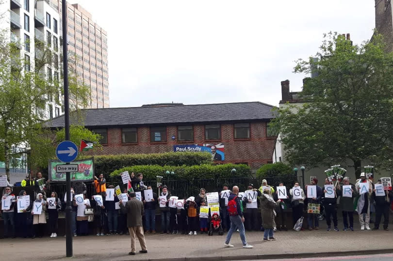 Sutton Friends of Palestine held a demonstration outside Scully's constituency office earlier this month