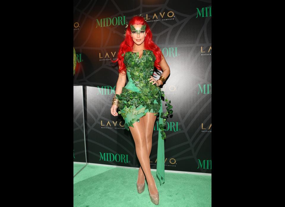 TV personality Kim Kardashian attends the Midori Green Halloween costume party at Lavo on October 29, 2011 in New York City. (Photo by Bennett Raglin/WireImage)