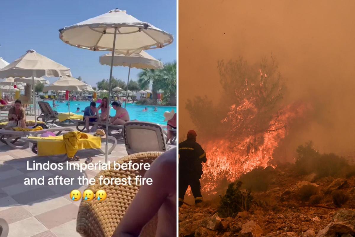 Greece Fires: Shocking video shows luxury hotel in Lindos, Rhodes ...