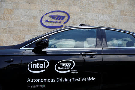 A general view of a Mobileye autonomous driving test vehicle, at the Mobileye headquarters in Jerusalem, May 15, 2018. REUTERS/Ronen Zvulun