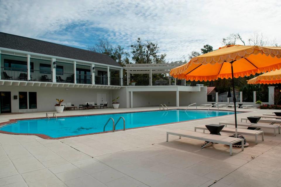 The pool deck at the newly renovated Gulf Hills Hotel and Resort in Ocean Springs on Thursday, Jan. 11, 2024. According to the hotel’s current owners, the pool is allegedly the oldest in Mississippi.