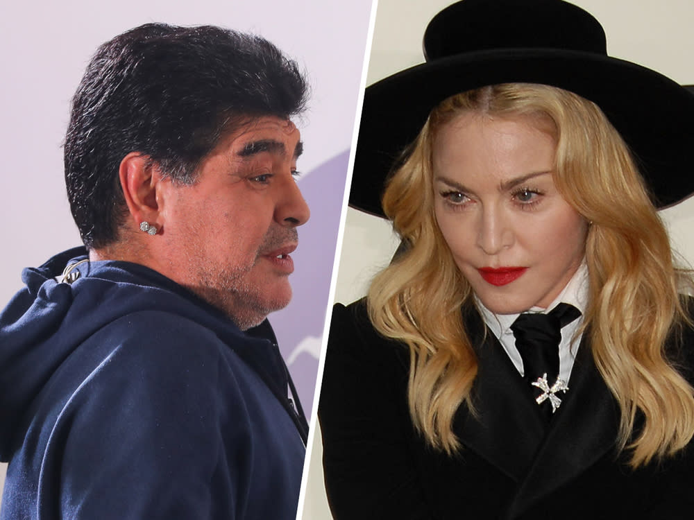 Twitter-Nutzer verwechseln Diego Maradona und Madonna. (Bild: [M] Shutterstock.com/Andrew Makedonski/Ga Fullner)