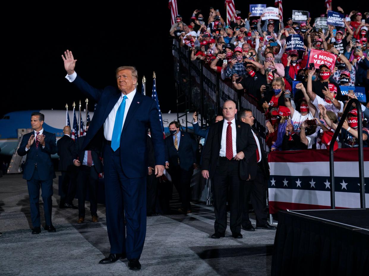 President Trump arrives at a campaign rally in Middletown, Pennsylvania, after nominating what would be his third Supreme Court appointment. (AP)