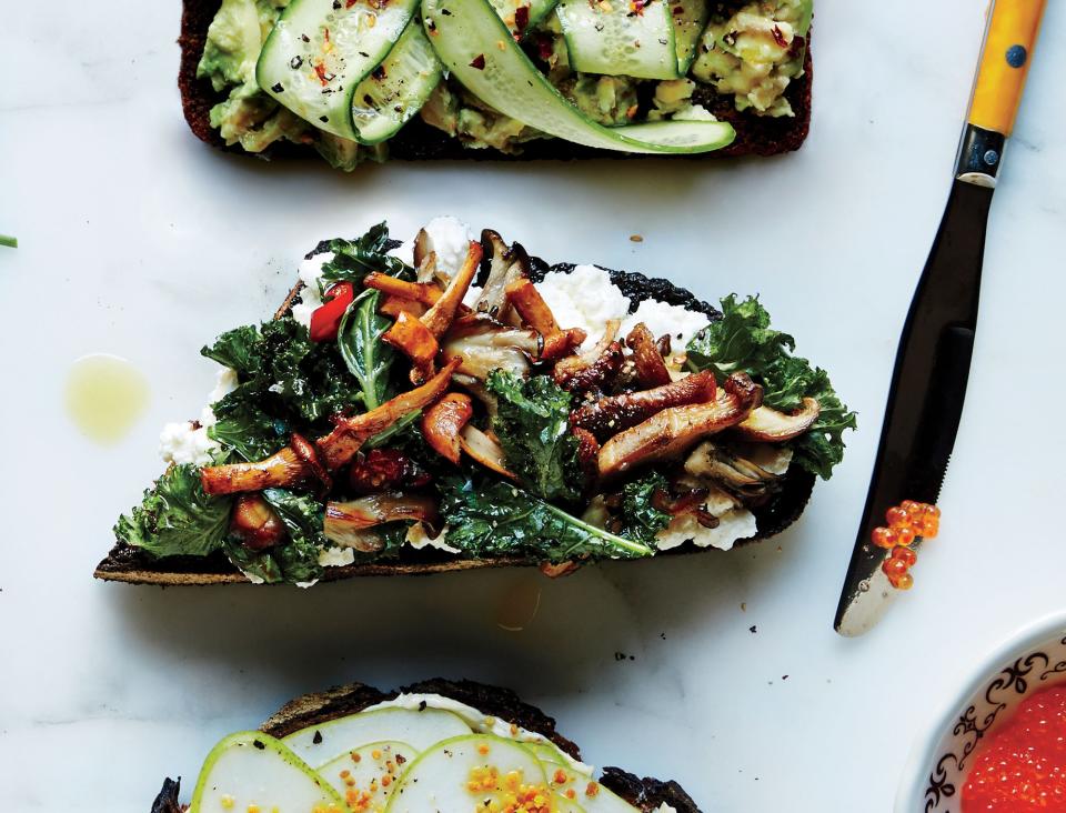 Ricotta, Kale, and Mushroom Toast