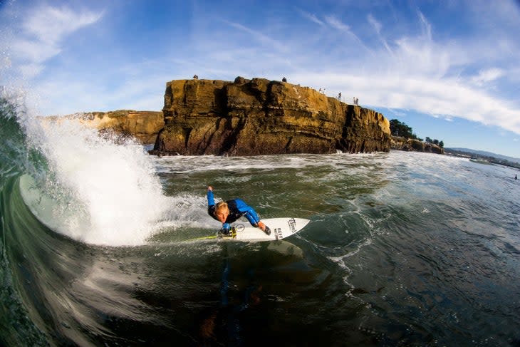 Surfer Willie Eagleton at Steamer Lane, Santa Cruz