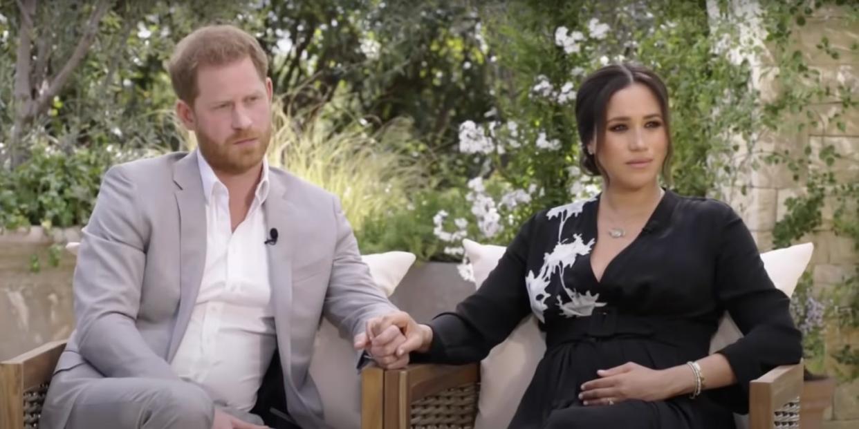 Prince Harry and Meghan Markle during sit-down interview with Oprah Winfrey.