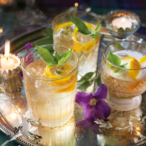 Orange and basil sparkler cocktail