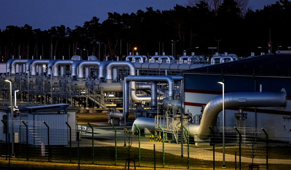 Pipes at the landfall facilities of the 'Nord Stream 2' gas pipeline are pictured in Lubmin, Germany, March 7, 2022. REUTERS/Hannibal Hanschke  REFILE - CORRECTING YEAR