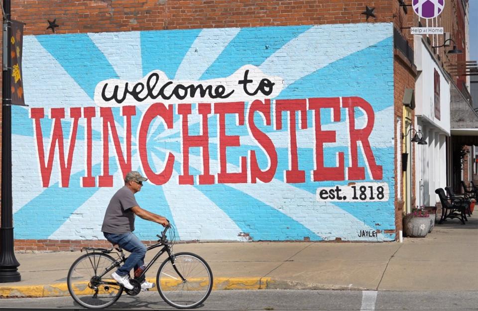 A giant mural welcomes visitors to downtown Winchester, which is probably best known for the iconic sugar cream pies served at Mrs. Wick’s Restaurant and Pie Shop next to Wick’s Pie Factory. The community is attracting scrutiny for a different reason now after approving a plan to arm teachers and staff who volunteer to respond to school-shooter incidents in Randolph Central School Corp. buildings.