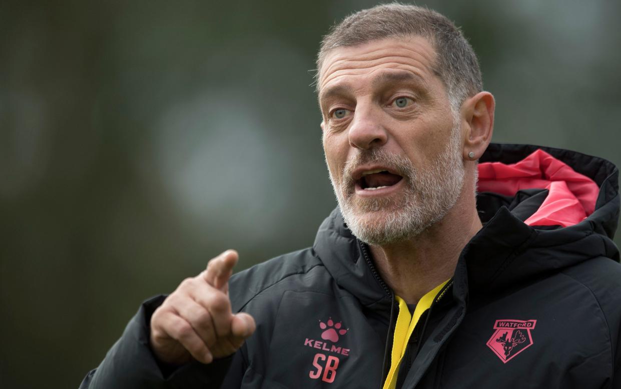 Slaven Bilic takes training after being appointed as the new Watford manager