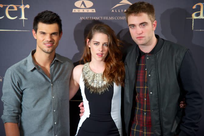 Actors Taylor Lautner, Kristen Stewart and Robert Pattinson