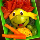 Cowabunga, Dude! Here is Michaelangelo from the Teenage Mutant Hero Turtles bento-style.<br><br>Photo: Heather Sitarzewski