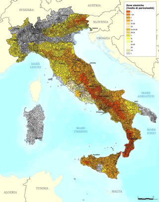 Seismic risk in Italy.