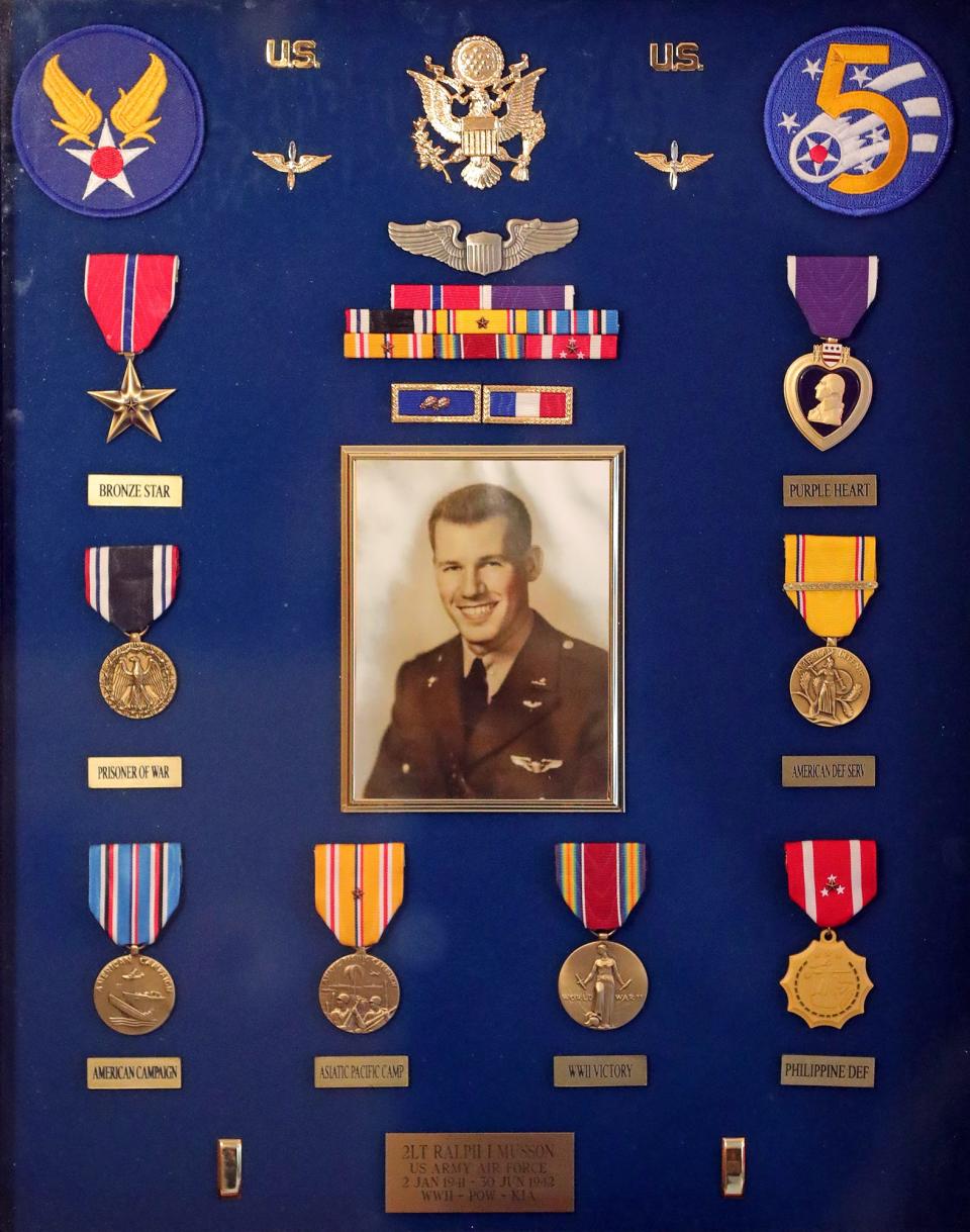 Jay Musson keeps a shadowbox of medals that his relative Ralph Musson earned for his service during World War II.