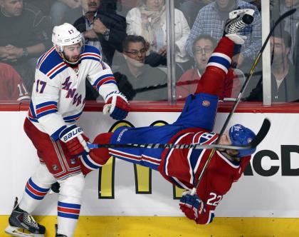 Montreal's Dale Weise returned to play after suffering what was later revealed to be a concussion on a hit by the Rangers' John Moore in Game 6 of East final. (AP)