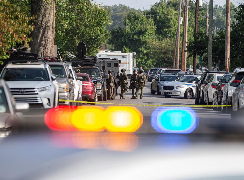 LMPD was on the scene near South 40th Street and West Kentucky Street after a Louisville Metro Police Department officer was shot this morning around 2:30 a.m. in the Chickasaw neighborhood.