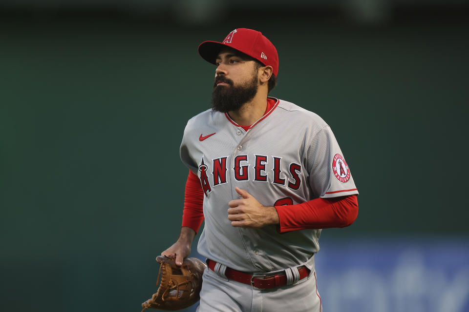 OAKLAND, CALIFORNIA - OCTOBER 04: Anthony Rendon #6 of the Los Angeles Angels looks on before the game against the Oakland Athletics at RingCentral Coliseum on October 04, 2022 in Oakland, California. (Photo by Lachlan Cunningham/Getty Images)