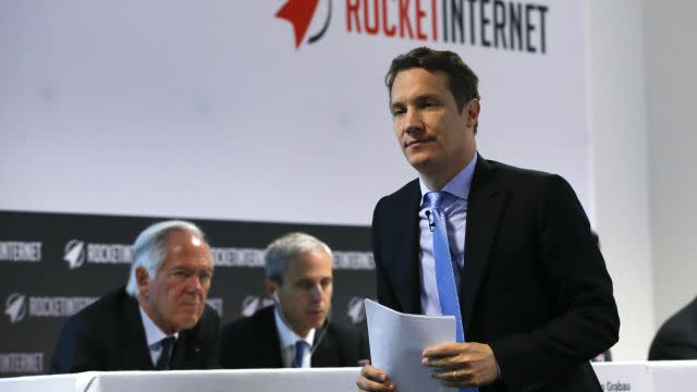 CEO Samwer of Rocket Internet walks to the podium during their shareholder meeting in Berlin