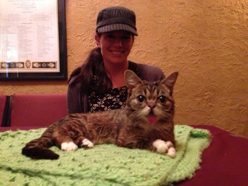Stephanie Lowe of Indianapolis with Lil Bub during a meet and greet several years ago