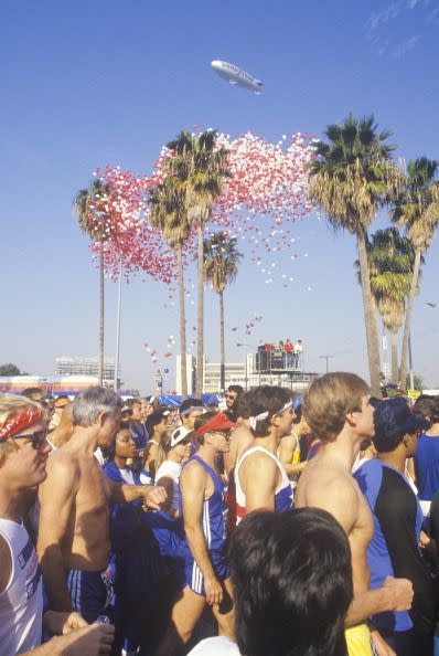 <p>The <a href="https://www.lamarathon.com/news/race-history" rel="nofollow noopener" target="_blank" data-ylk="slk:first LA Marathon;elm:context_link;itc:0;sec:content-canvas" class="link ">first LA Marathon</a> took place on March 9, 1986. By the end, 7,581 runners crossed the finish line, making it the largest first-time marathon held in the U.S. </p>