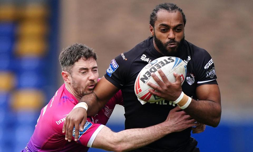 <span>Iliess Macani (right) is one of two Muslim players at London Broncos.</span><span>Photograph: Zac Goodwin/PA</span>