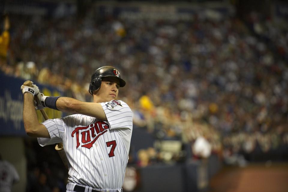 Joe Mauer 。（MLB Photo by Tom Dahlin /Sports Illustrated via Getty Images）（Set Number: X83060 TK1 R1 F11）