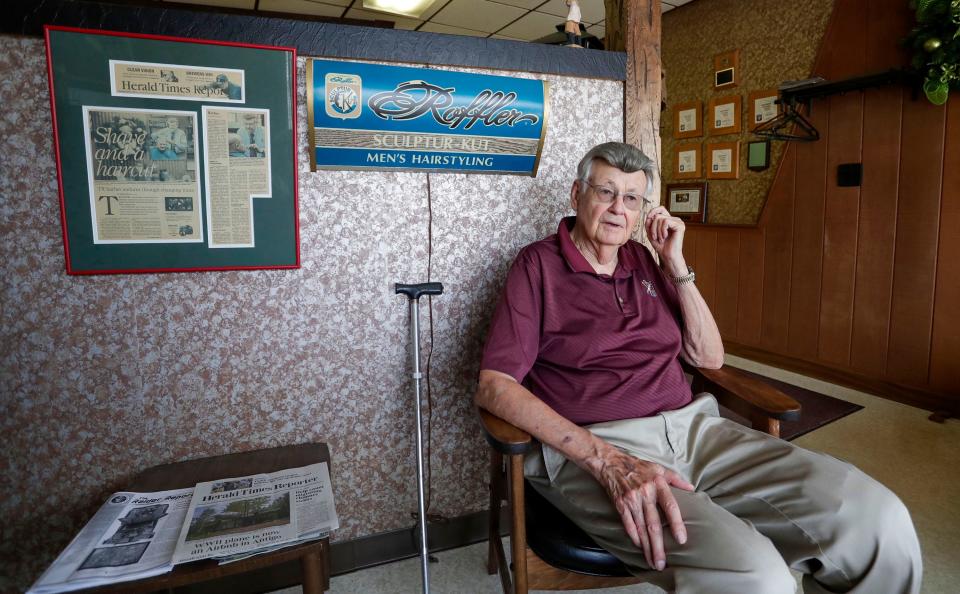 John Antonie waits for a customer to arrive, Tuesday, August 22, 2023, in Two Rivers, Wis. Owner John Antonie is retiring after over 60 years as a barber.