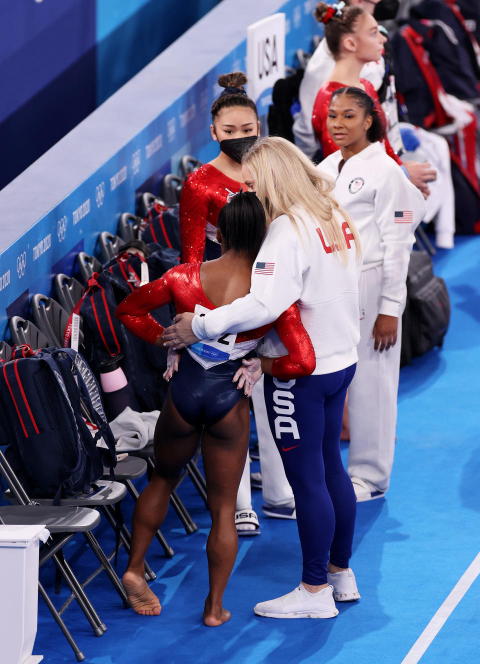 <p>TOKYO, JAPAN - JULY 27: Simone Biles of Team United States during the Women's Team Final on day four of the Tokyo 2020 Olympic Games at Ariake Gymnastics Centre on July 27, 2021 in Tokyo, Japan. (Photo by Jamie Squire/Getty Images)</p> 