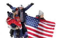 Freestyle Skiing - Pyeongchang 2018 Winter Olympics - Men's Ski Halfpipe Final - Phoenix Snow Park - Pyeongchang, South Korea - February 22, 2018 - Gold medallist David Wise of the U.S. celebrates. REUTERS/Jorge Silva